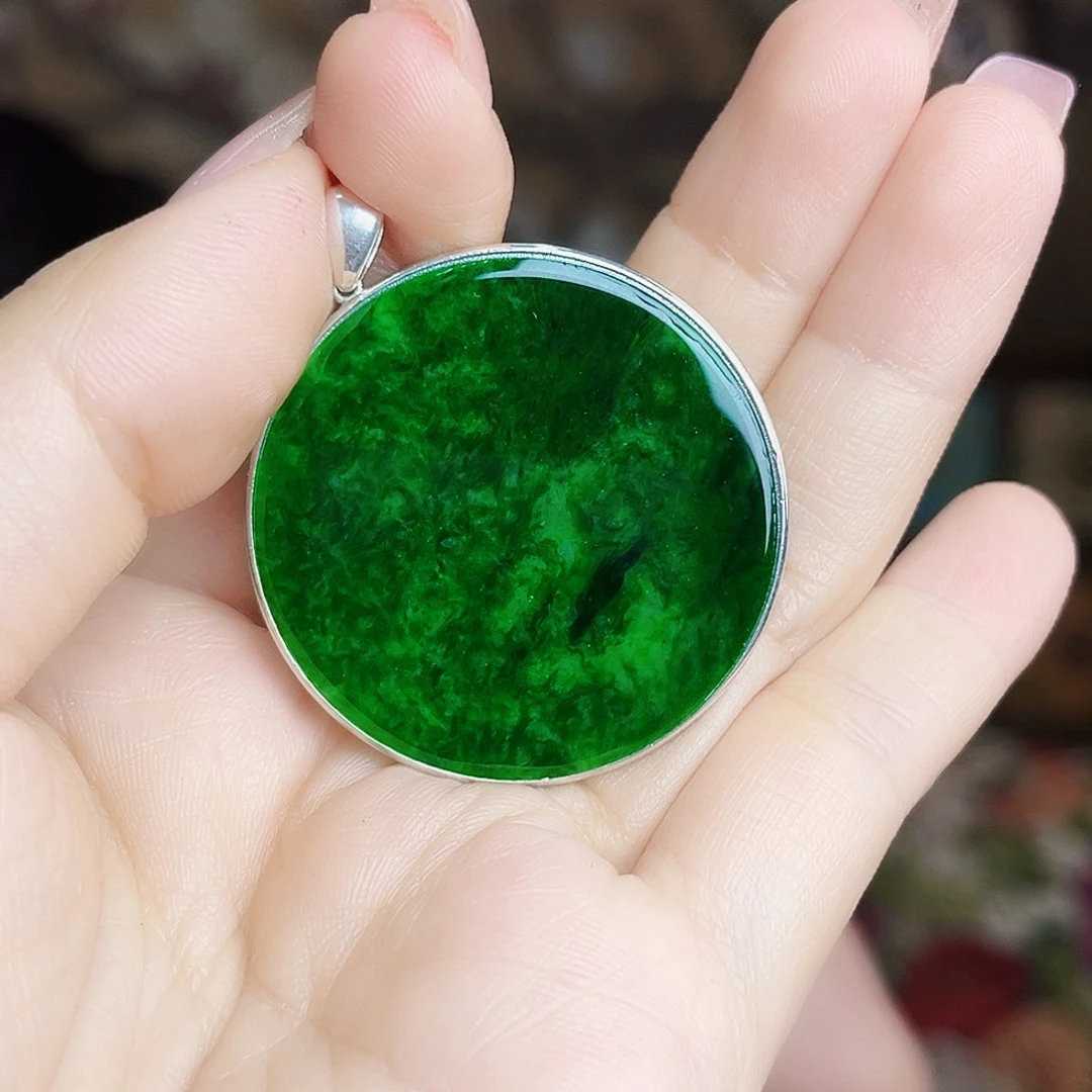 翡翠银S925镶嵌颈饰吊坠