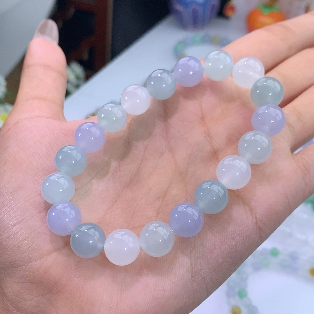 翡翠未镶嵌手链57号 清爽马卡龙手串