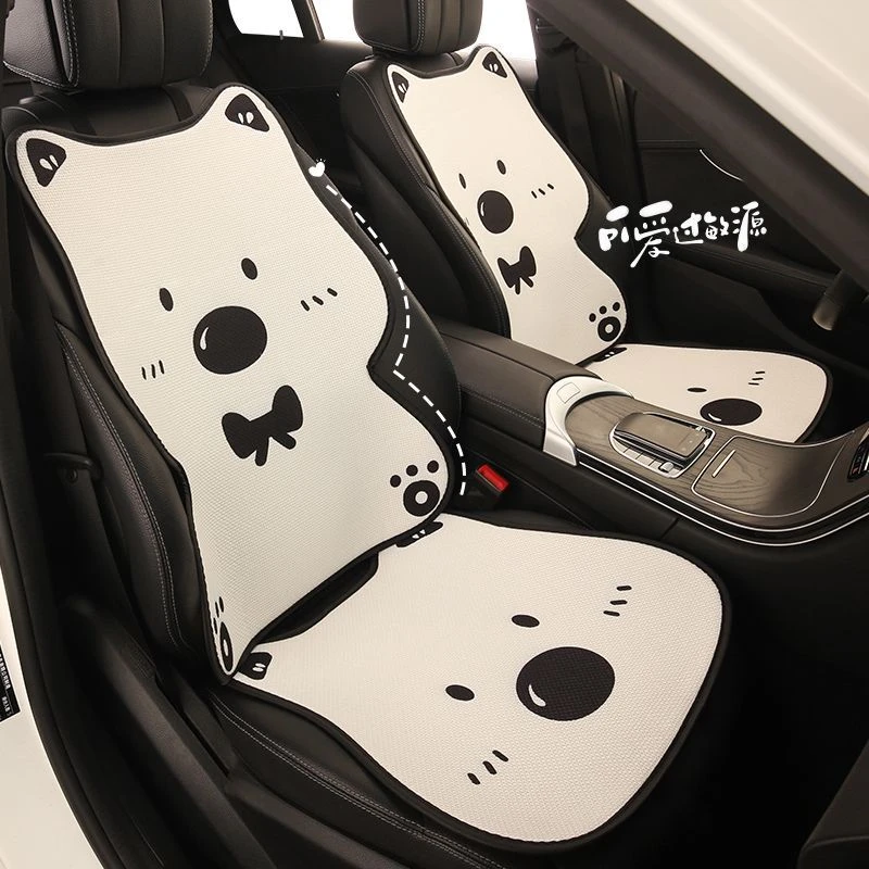 汽车坐垫四季通用夏季卡通亚麻座椅透气网红新款可爱座垫后排单片