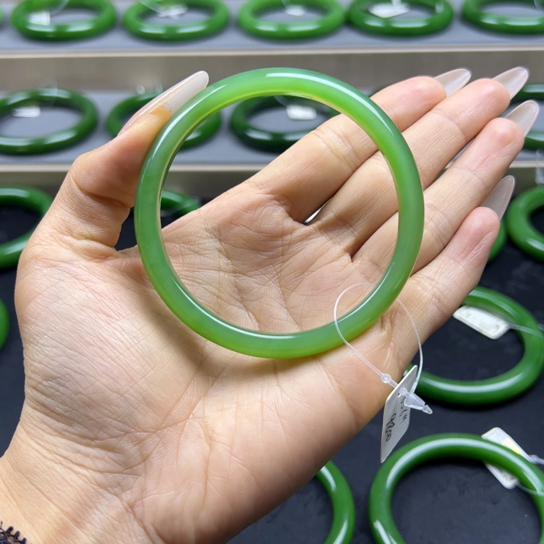 和田玉（碧玉）未镶嵌手镯福利冰底碧玉