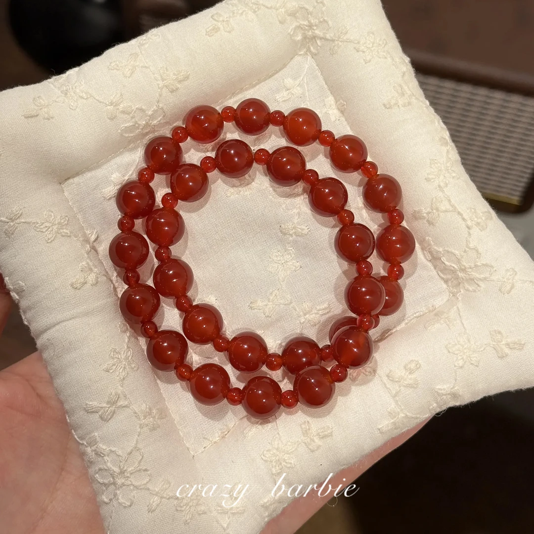 铜合金手链 2026新年本命年红色串珠手链女叠戴手串情侣手饰手环