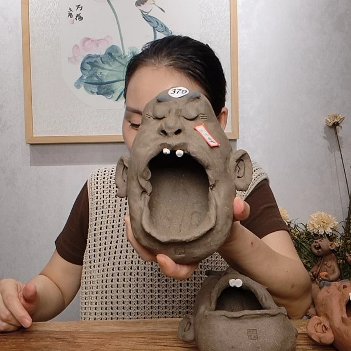 紫砂不规则民俗系列作品丑脸烟缸