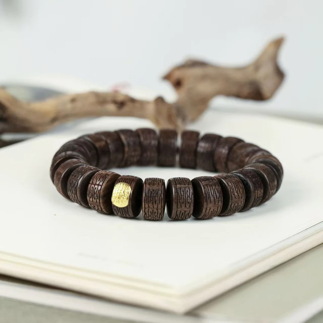 非金属木质手链 手串男女款文玩中式风念黑檀祥云经