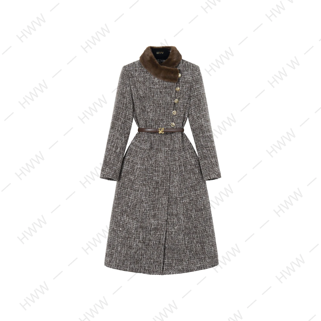 90白鹅绒(袖子也加绒)毛领可拆卸时尚气质收腰鹅绒服DHZFF408146