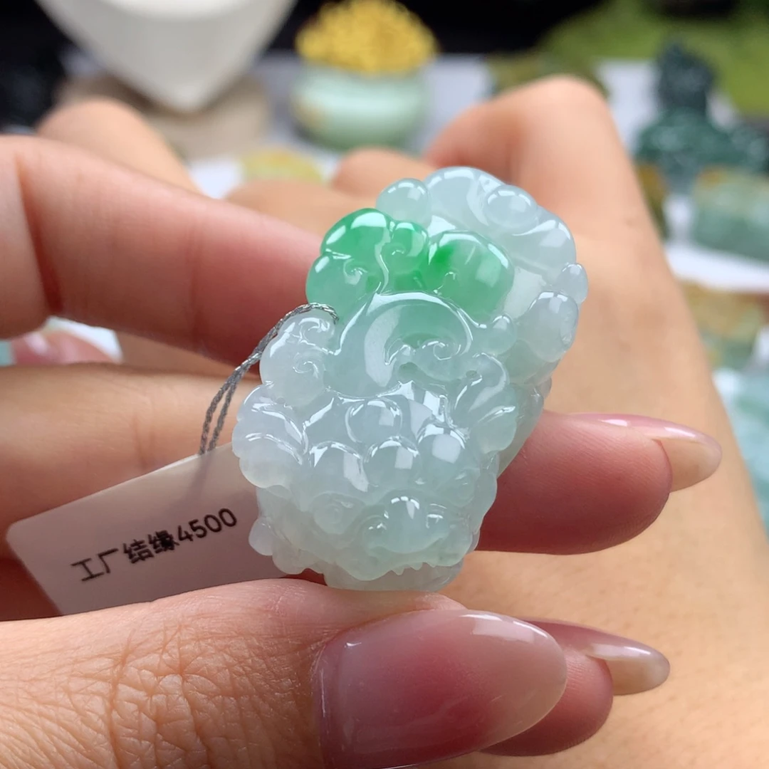 翡翠未镶嵌颈饰A14 阳绿翡翠貔貅