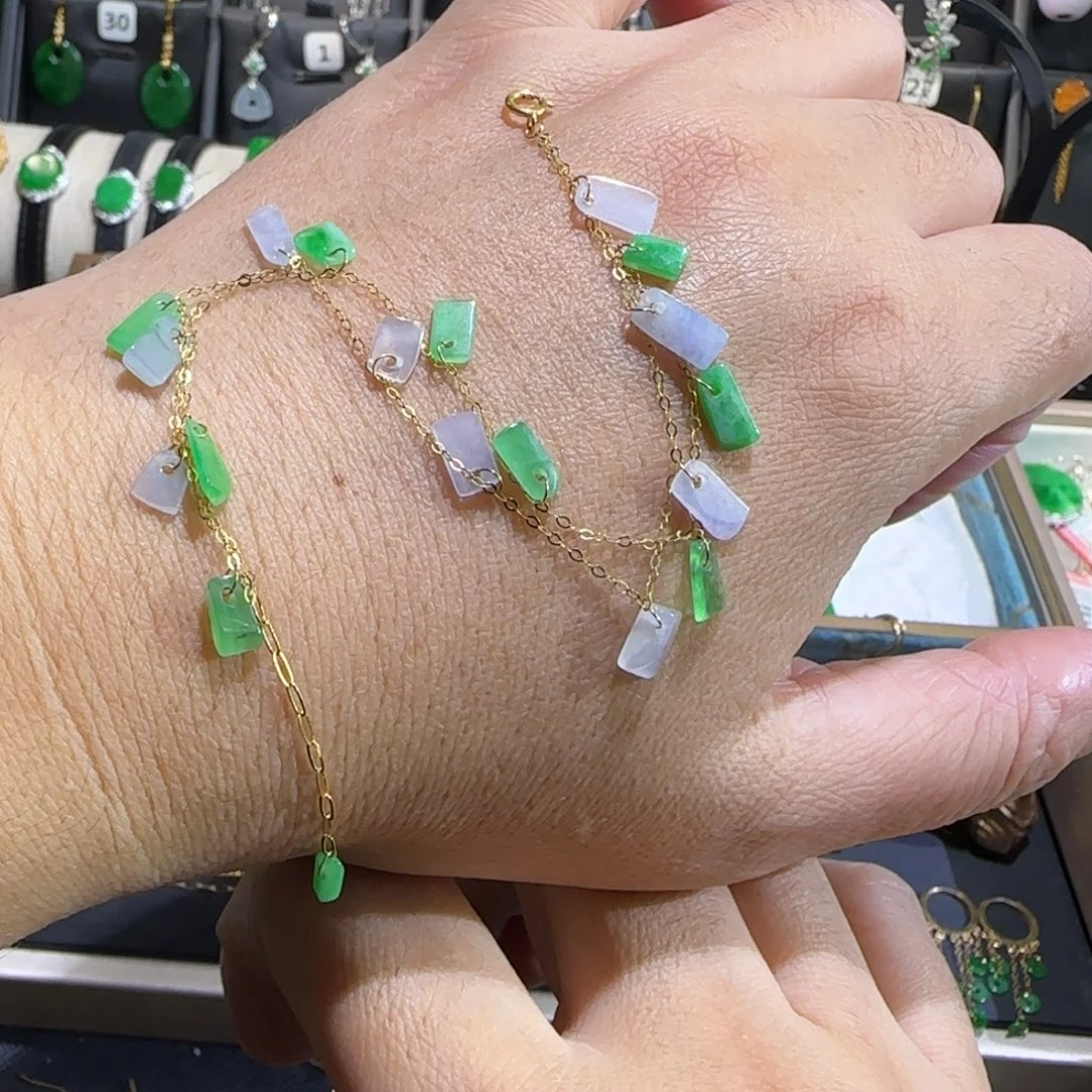 翡翠18K金镶嵌颈饰手链