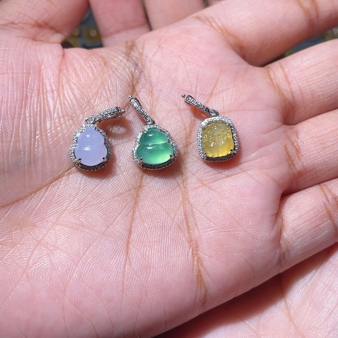 吊坠(不含链)18K金镶嵌翡翠J****