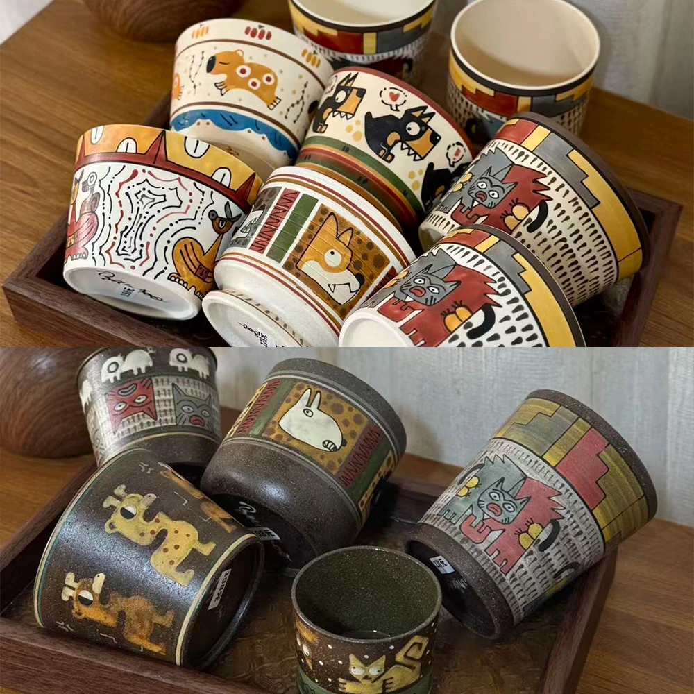 兮陶 盐炉 手作彩绘手握杯 容量130-360ml 220-221