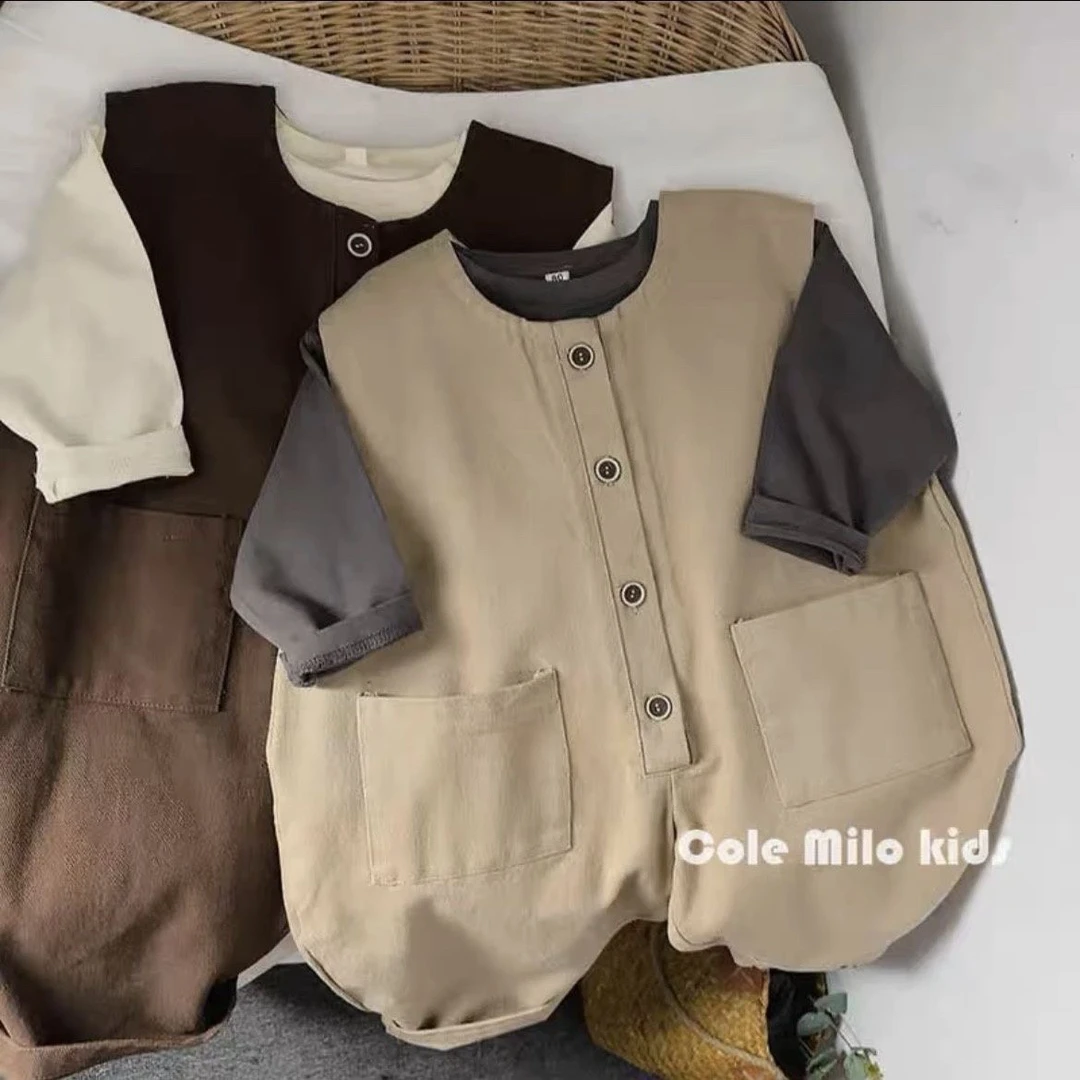 宝宝连体衣儿童无袖连体裤男童女童外出服小童洋气春夏韩版爬服潮