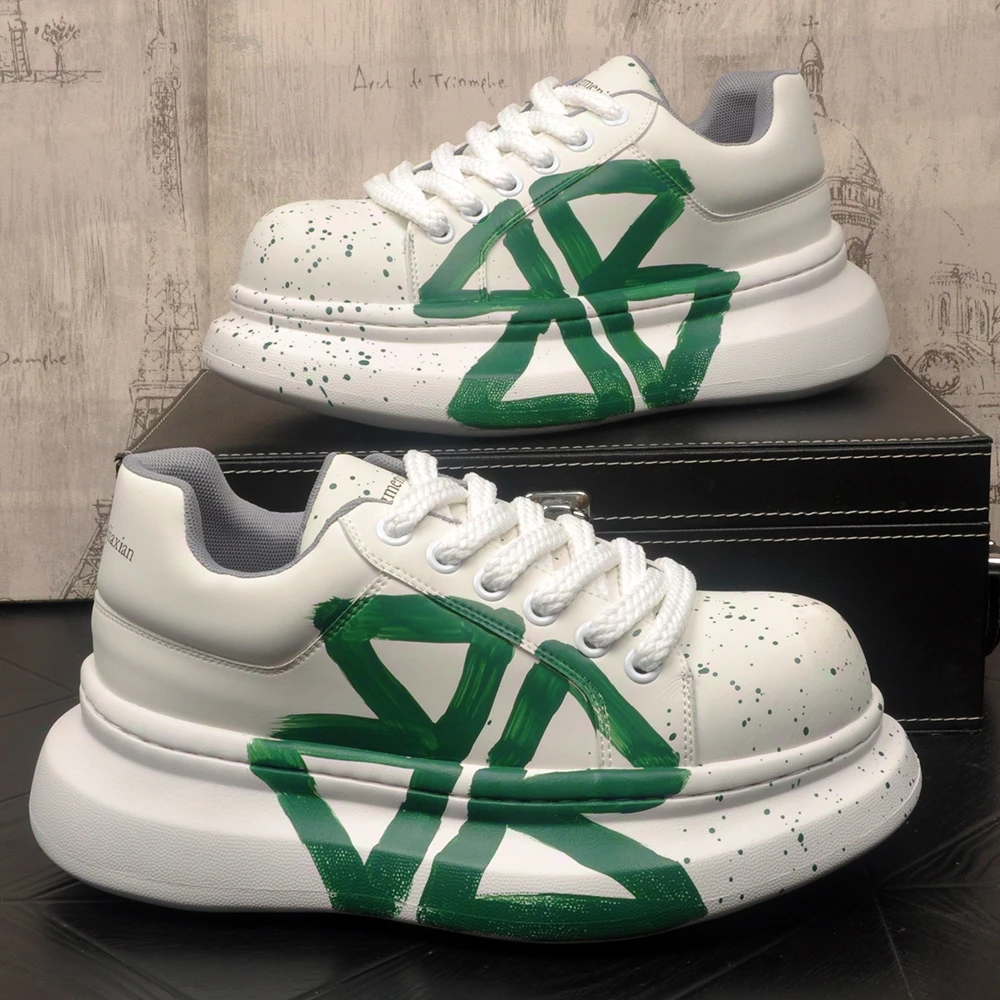 小白鞋增高厚底休闲鞋潮流香菜板鞋春秋厚底时尚百搭青年学生鞋男