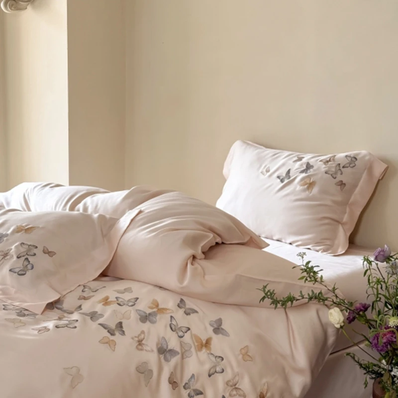 60S奥地利兰精天丝床上四件套春夏季轻奢高级感冰丝被套床上用品