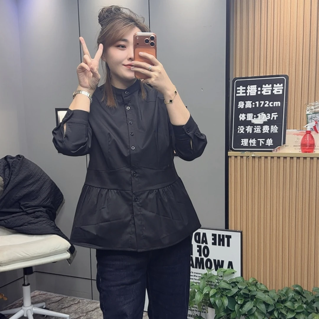 岩岩家冬季加绒显瘦收腰女衬衫2311