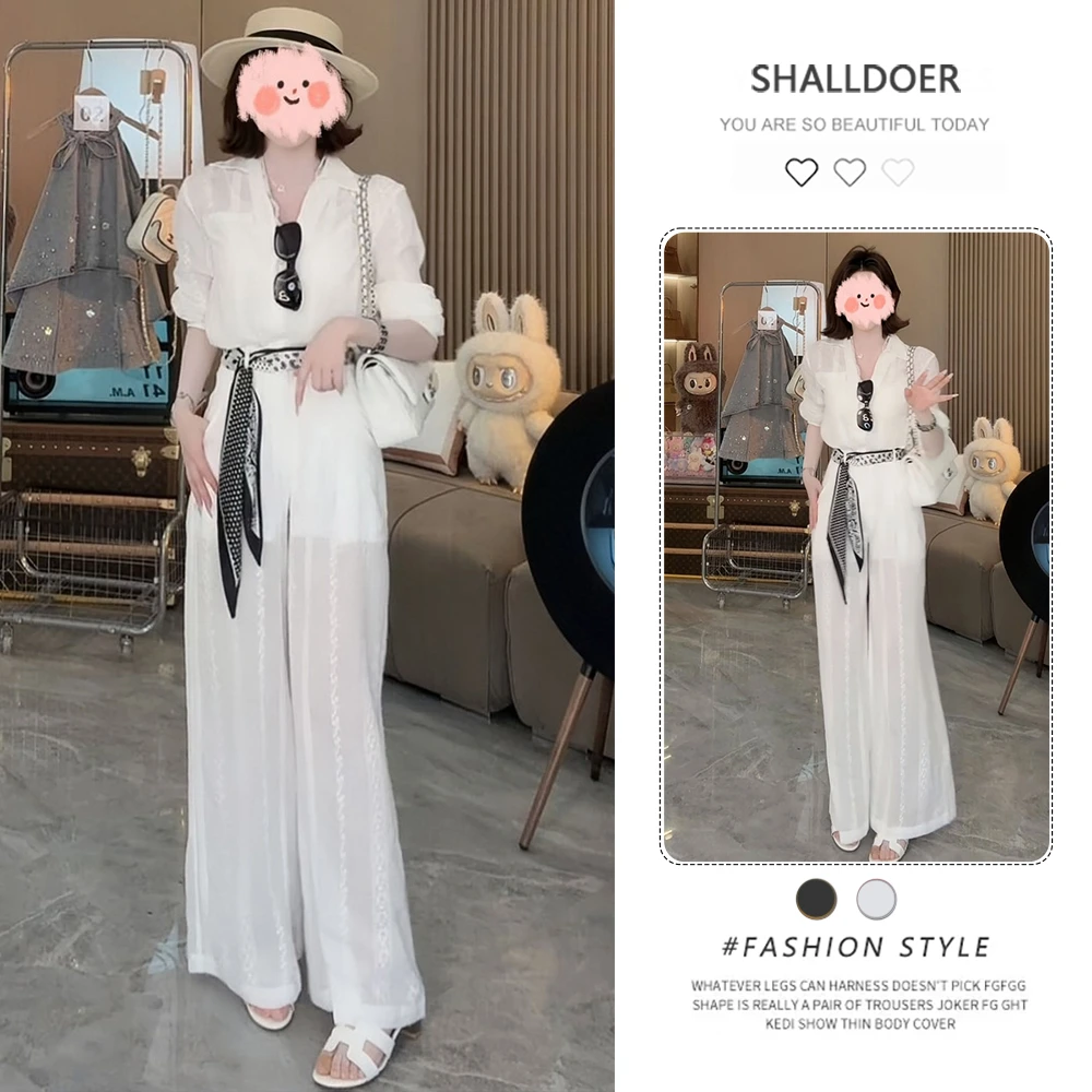 2025年夏季新款韩版设计感显瘦短袖上衣休闲阔腿裤两件套女装潮