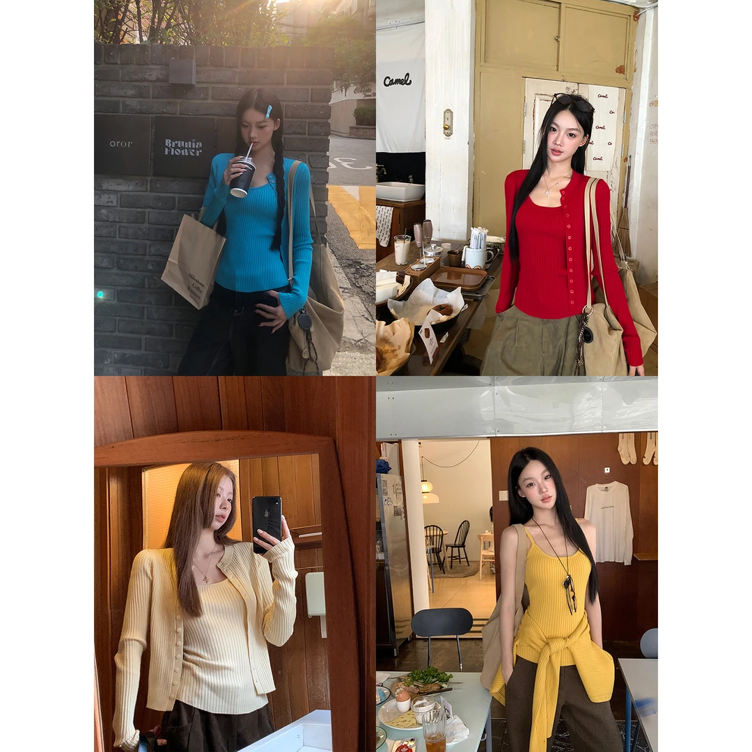 【初秋针织衫】秋季法式复古时尚百搭圆领长袖针织衫6085#