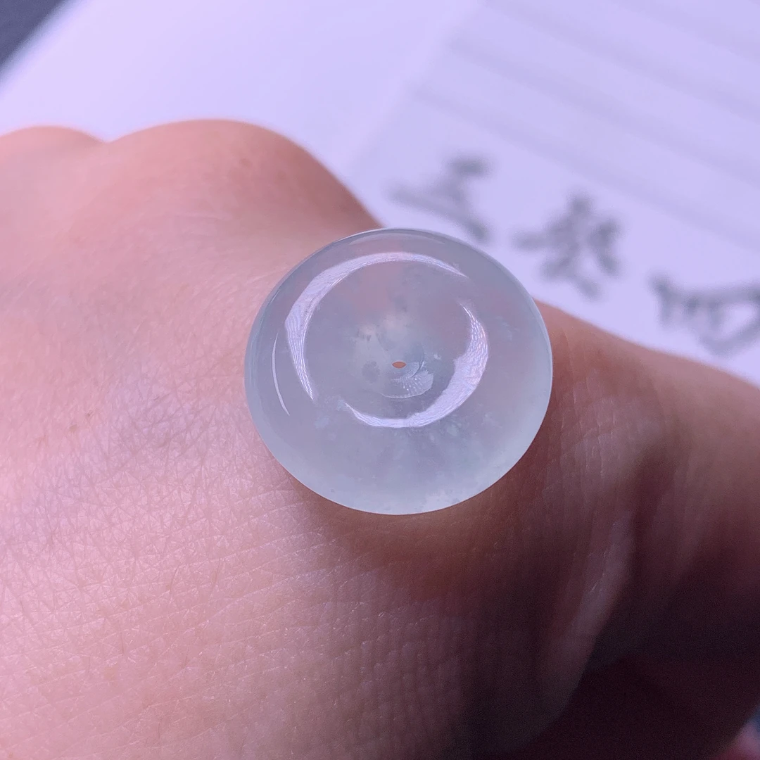 天然缅甸a货翡翠雪花棉平安扣玉吊坠15.8/5.8