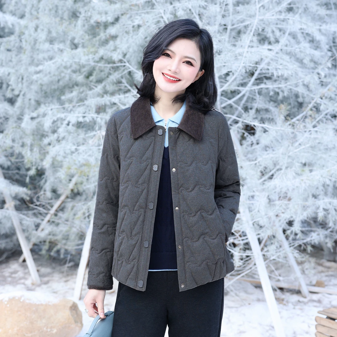 【90白鹅绒】枫竺阿楠anan巴恩风翻领绗缝保暖鹅绒服女冬天防寒外套