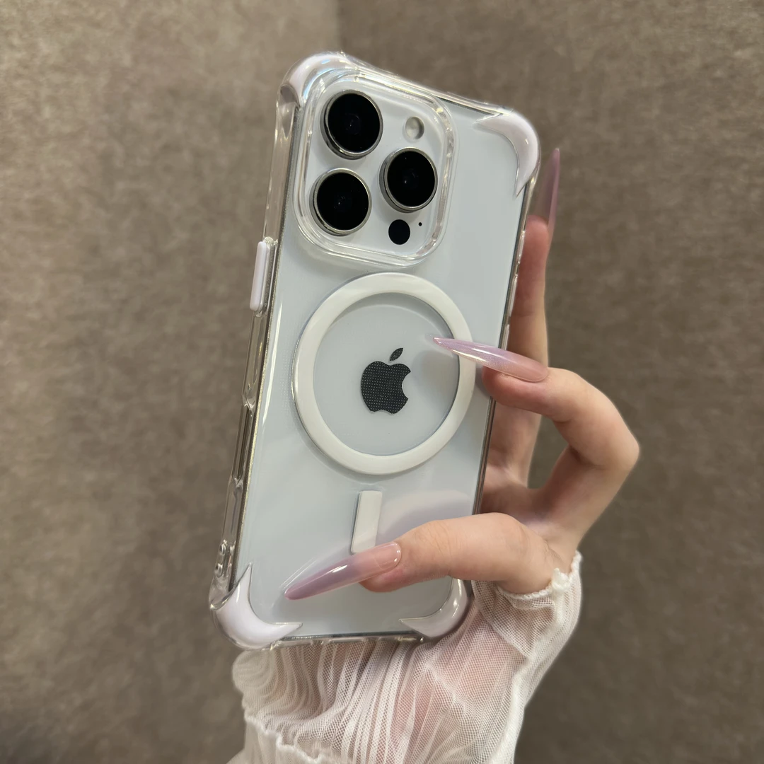 四角气囊防摔适用苹果16promax手机壳15透明磁吸14网红13小众12女