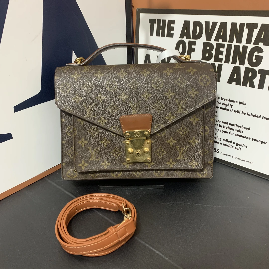 95新 LouisVuitton/路易威登 小怡中古/LV老花蒙梭邮差包后配肩带