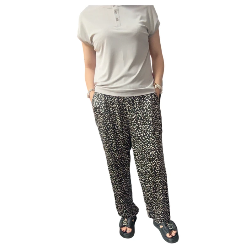 裸感灯笼裤42针加捻针织桑蚕丝重磅印花