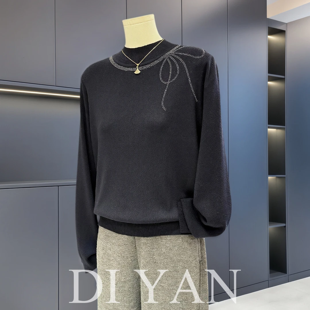 时尚休闲妈妈装毛衣女高领冬装新款上衣气质百搭中老年针织打底衫