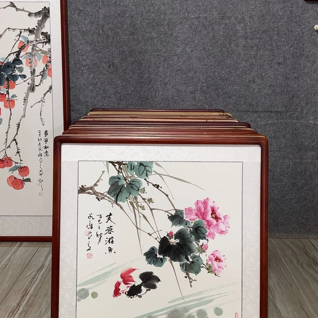 国画书画作品带框63×63