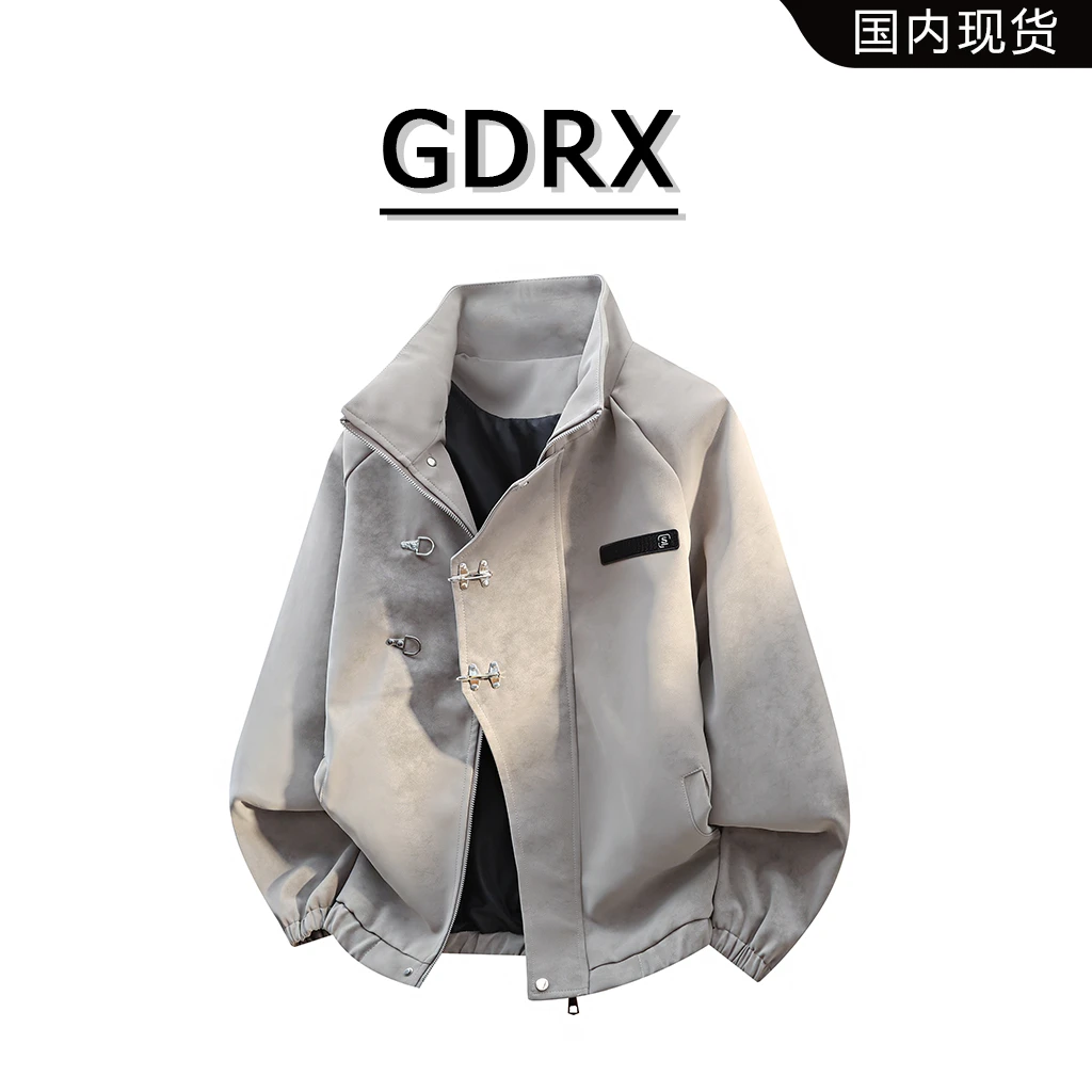 GDRX美式高奢潮流雾面皮衣外套2025秋冬新款新中式高级感男士夹克