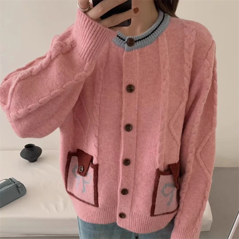 100%纯羊毛秋季慵懒羊毛衫百搭时尚网红针织开衫圆领宽松打底开衫