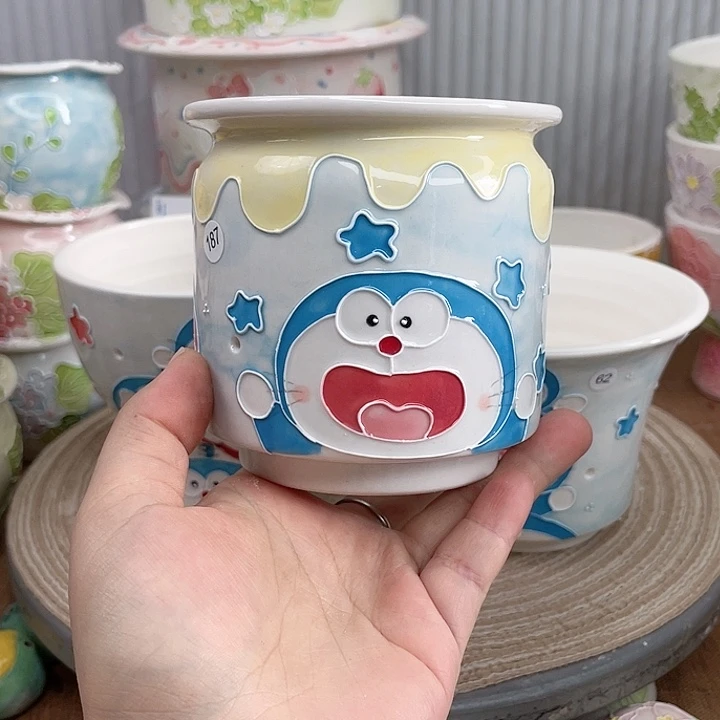 白泥手绘多肉花盆微瑕187