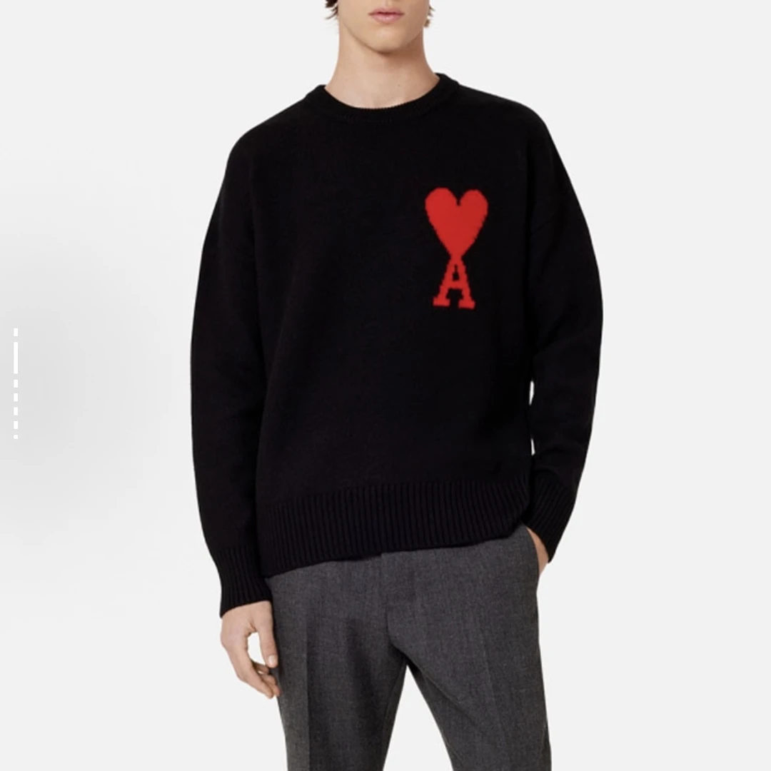 99新 AMIRI 5598/AMIPARIS 黑色大爱心羊毛圆领毛衣/M码/98新
