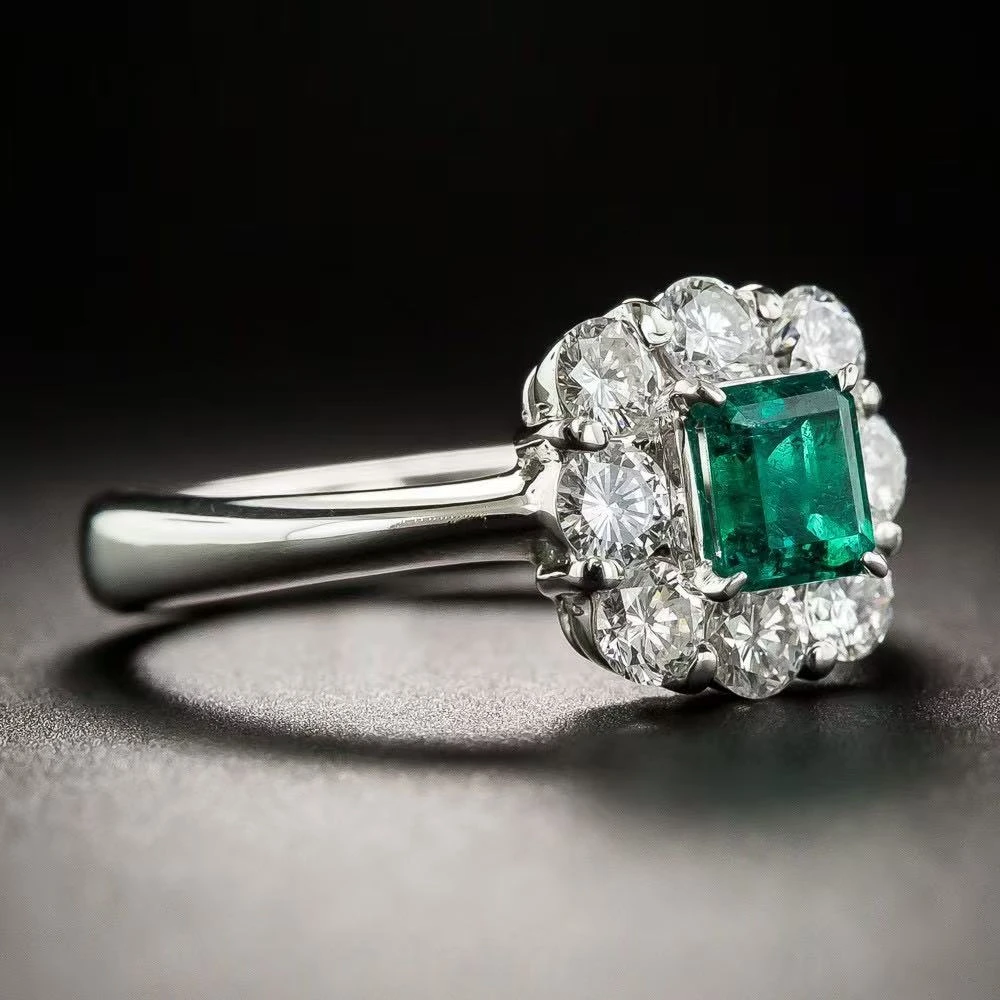 合金戒指 【绿方糖】微镶欧美复古轻奢高级戒指JZ29-30