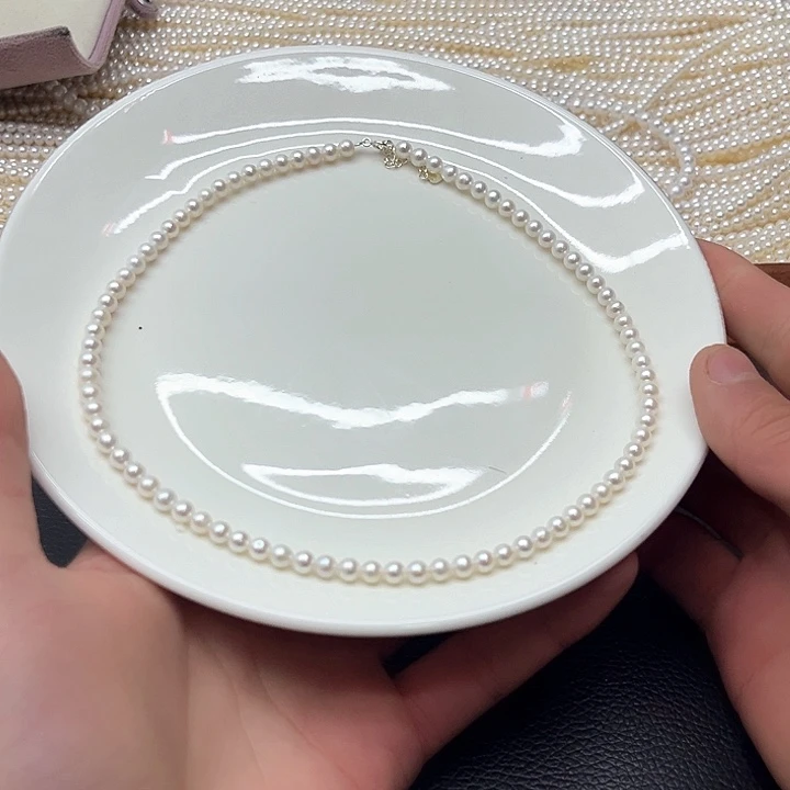 天然珍珠项链淡水珍珠银S925镶嵌3