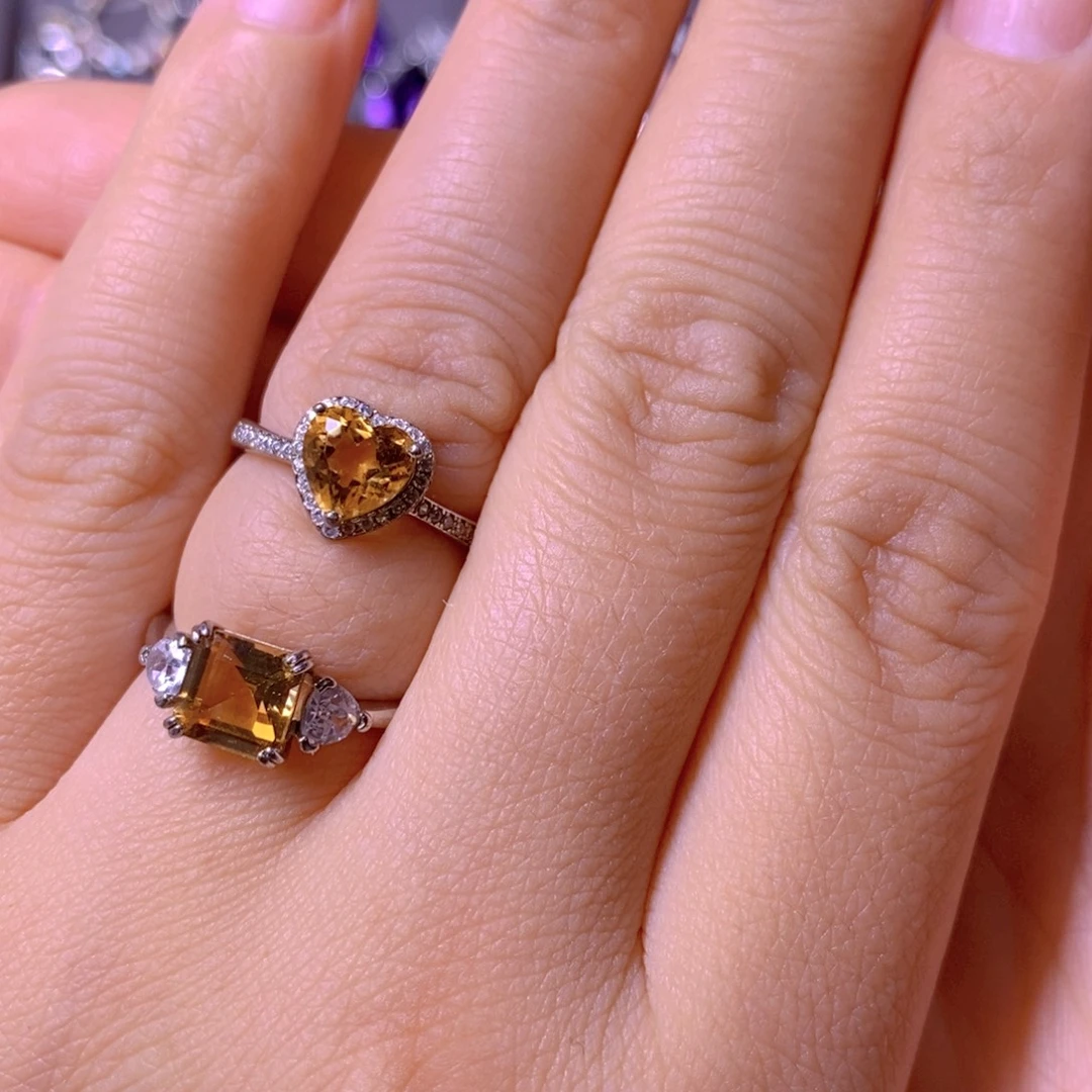 忘***辣银S925镶嵌戒指黄晶