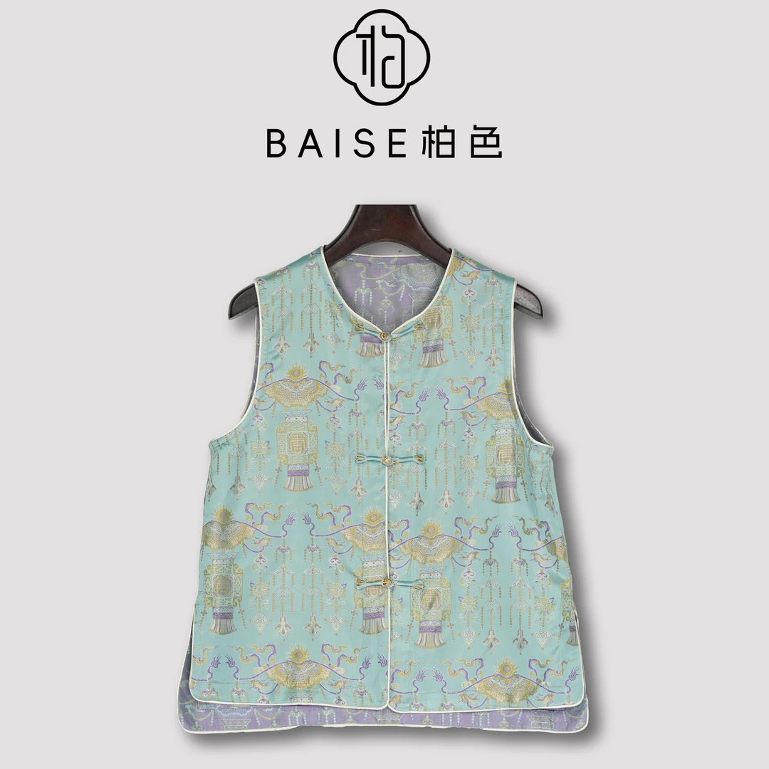 中式马夹复古盘扣传统改良花色女装气质宽松马甲3634