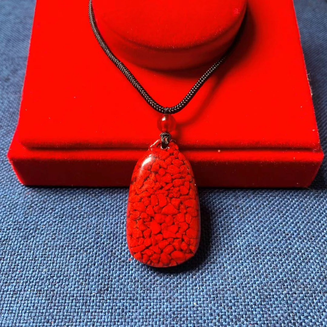 含辰砂工艺品晶体砂长水滴吊坠