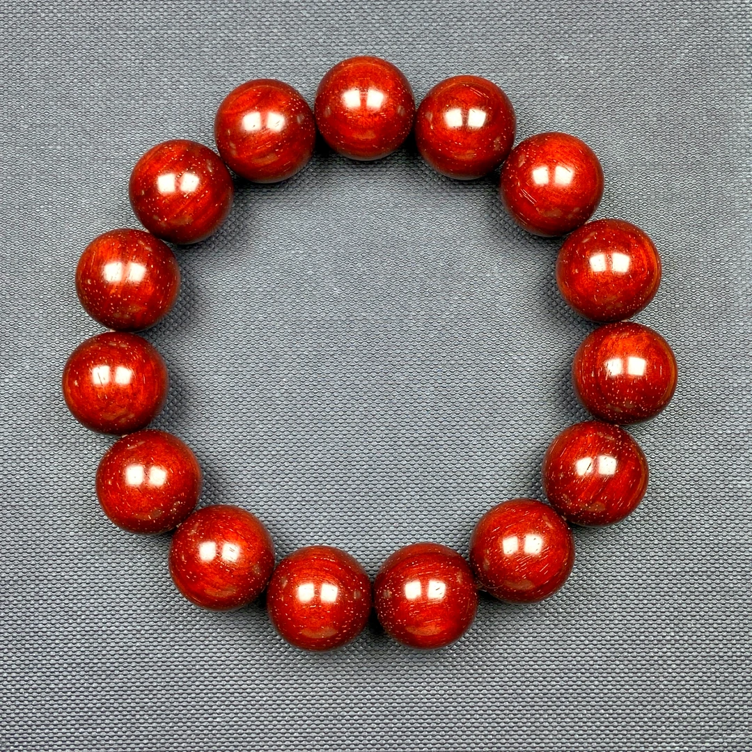 无胶无蜡印度小叶紫檀鸡血红泥料1.5顶泥老料多金星檀香紫檀手串