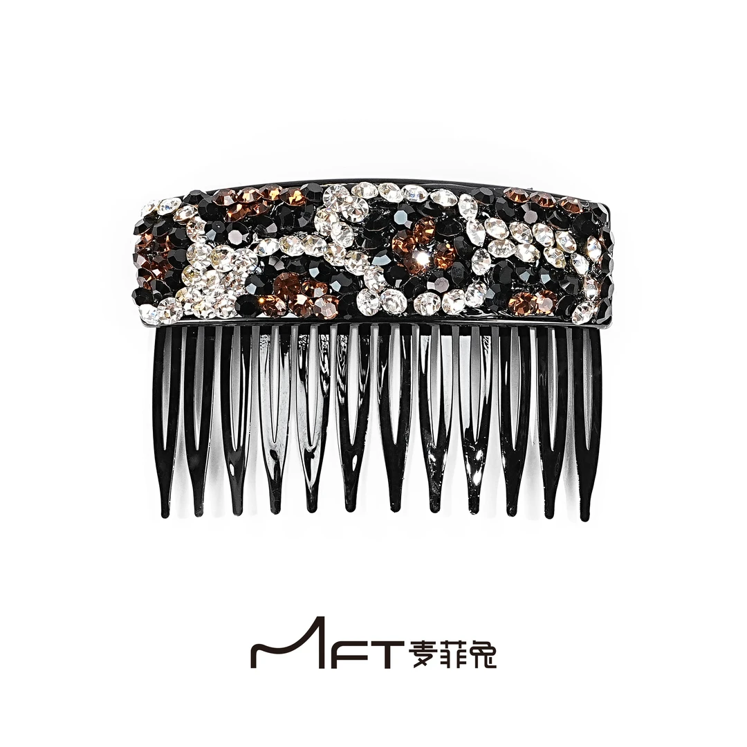 闪豹纹发梳 轻奢气质闪耀重工倒插梳气质公主头慵懒随性