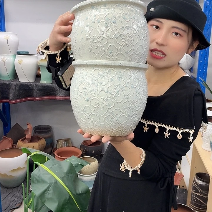 19×19 -粗陶花盆有孔-买买买