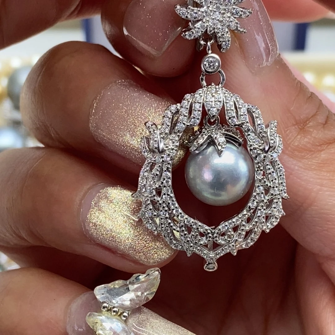 海水珍珠银S925镶嵌吊坠(不含链)