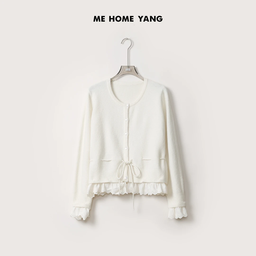 ME【收腰蕾丝小衫】牦牛毛绵羊毛混纺温柔百搭保暖针织毛衣MEQA4636