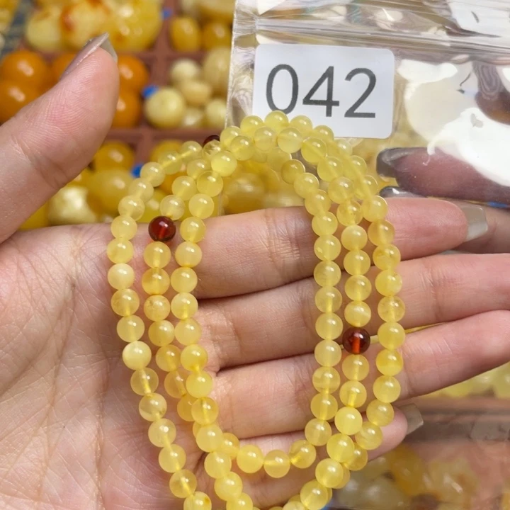 蜜蜡未镶嵌珠宝奇石天然蜜蜡108链子微瑕项链多圈