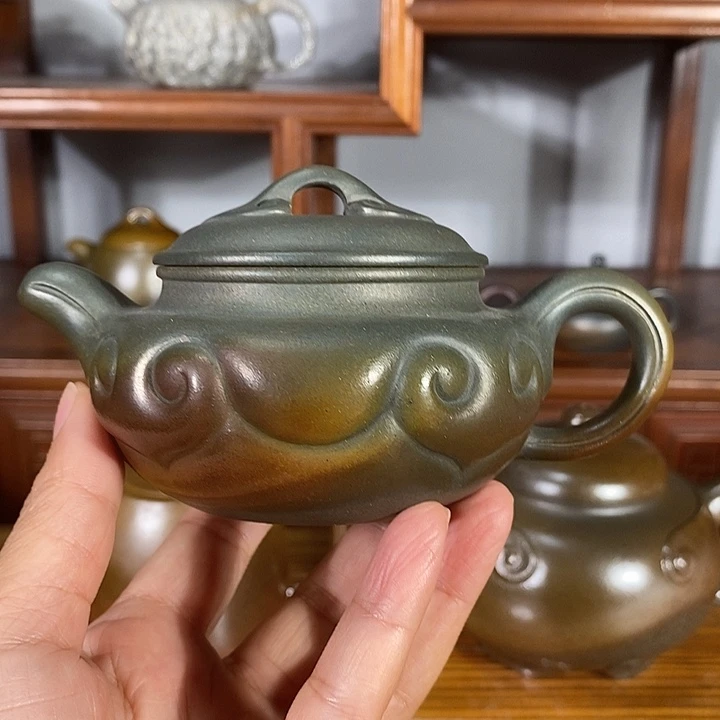 紫砂茶壶200cc仿古如意 底槽清