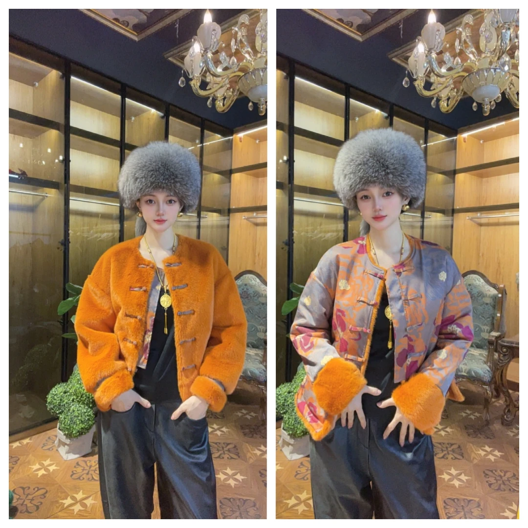 2401(马到橙功富贵荣华双面穿)新中式中国风外套设计师轻奢女士