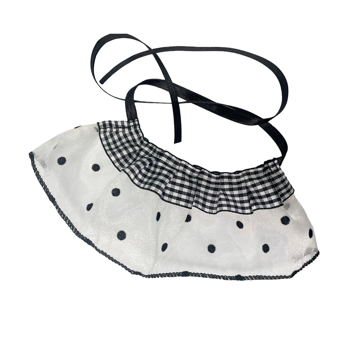 MAYAN/孖然宠物蕾丝围兜小猫小狗复古围脖狗狗猫咪口水巾波点格仔