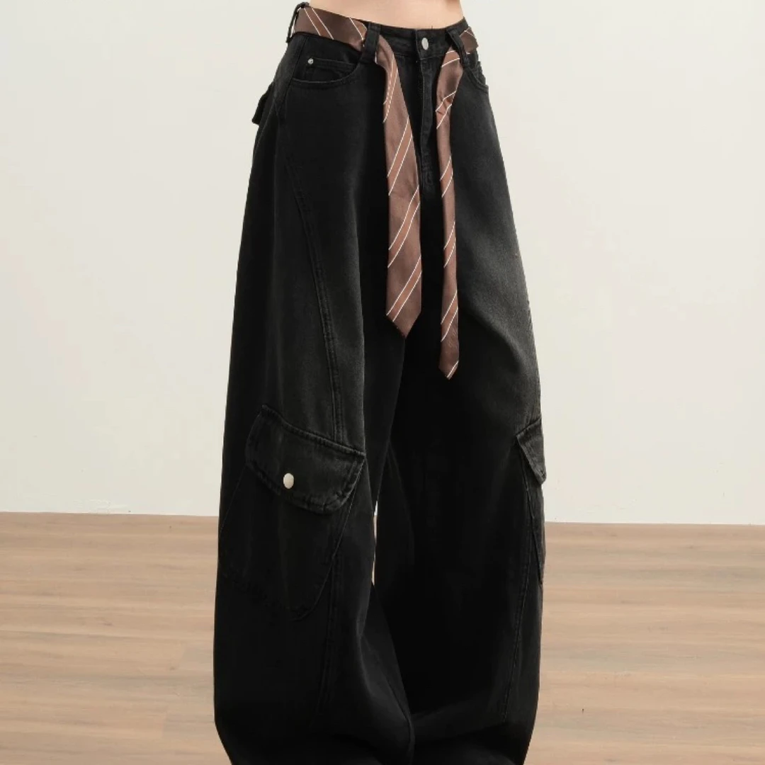 8897款高腰弯刀牛仔裤 配腰带 男女同款