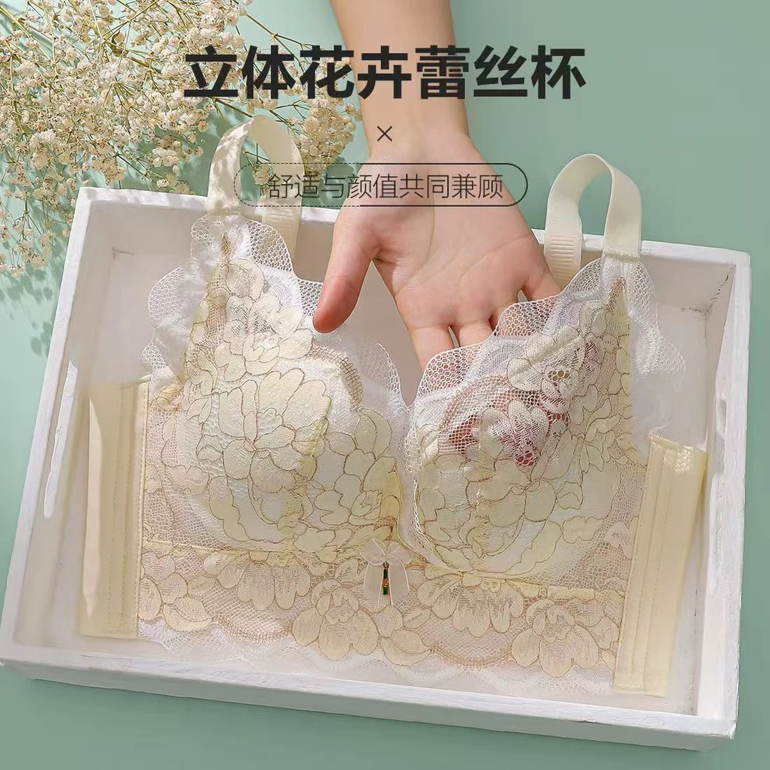 杨老师推荐【桃胶人参杯】院线刺绣聚拢收副乳防下垂内衣女士文胸