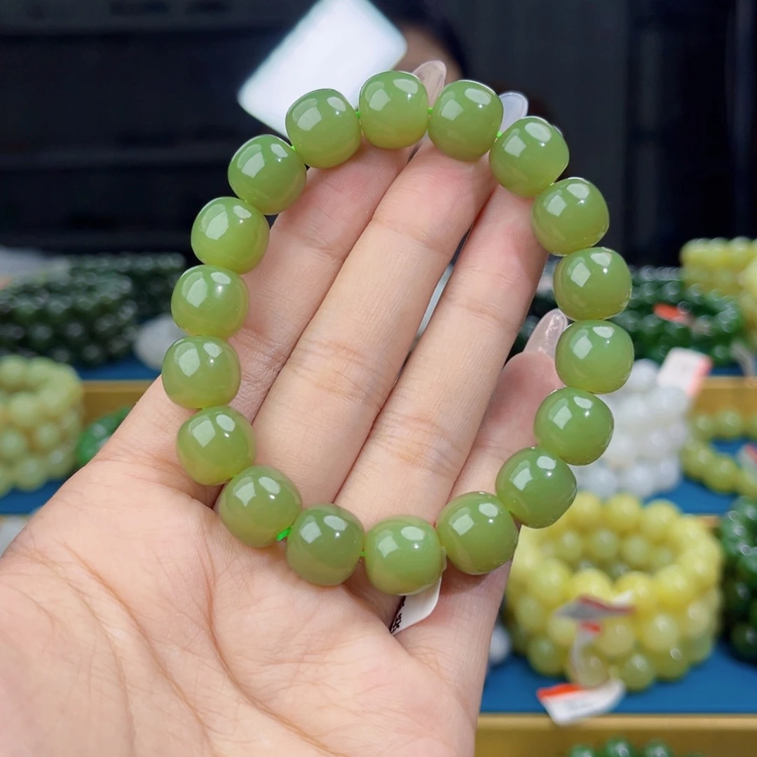 和田玉未镶嵌手链天然和田玉新疆若羌青黄口手串12