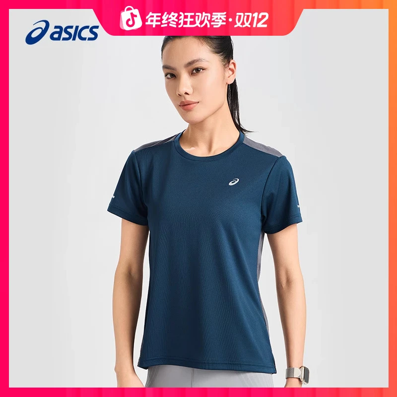 新年战袍ASICS亚瑟士运动T恤女子套头圆领轻量透气跑步短袖T恤