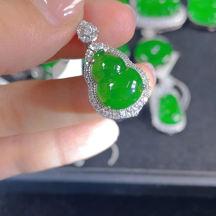 翡翠银S925镶嵌吊坠(不含链)