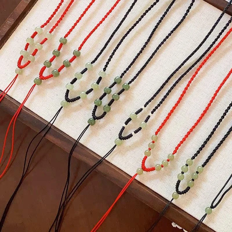 手工项链挂脖貔貅平安扣编织绳项链玉佛女生戴玉珠挂绳高档