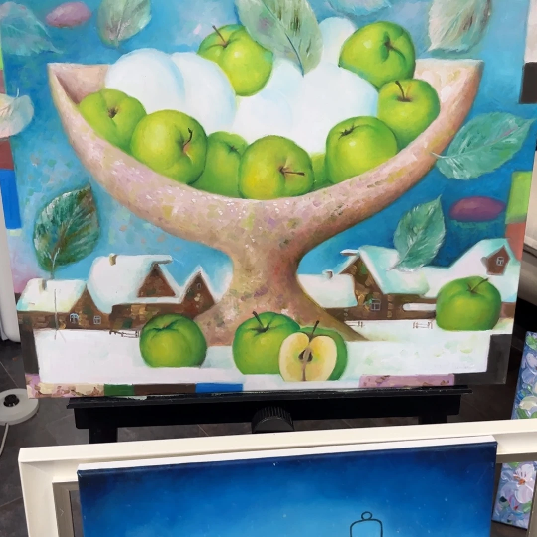大***哦油画苹果纯手绘油画50×60